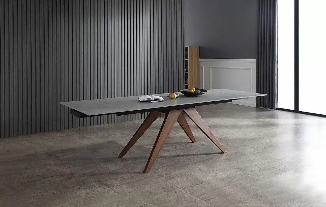 Стол раскладной Valencia 160-240, серая керамика/орех из Италии