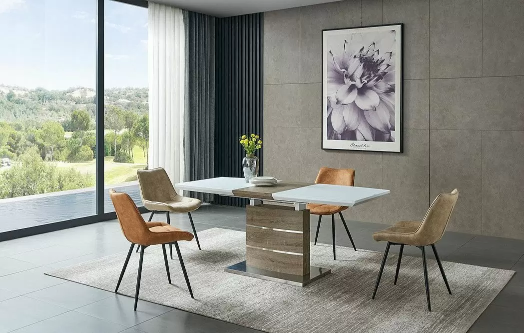 Стол раскладной Arioso Glass (140), белый/дуб из Италии