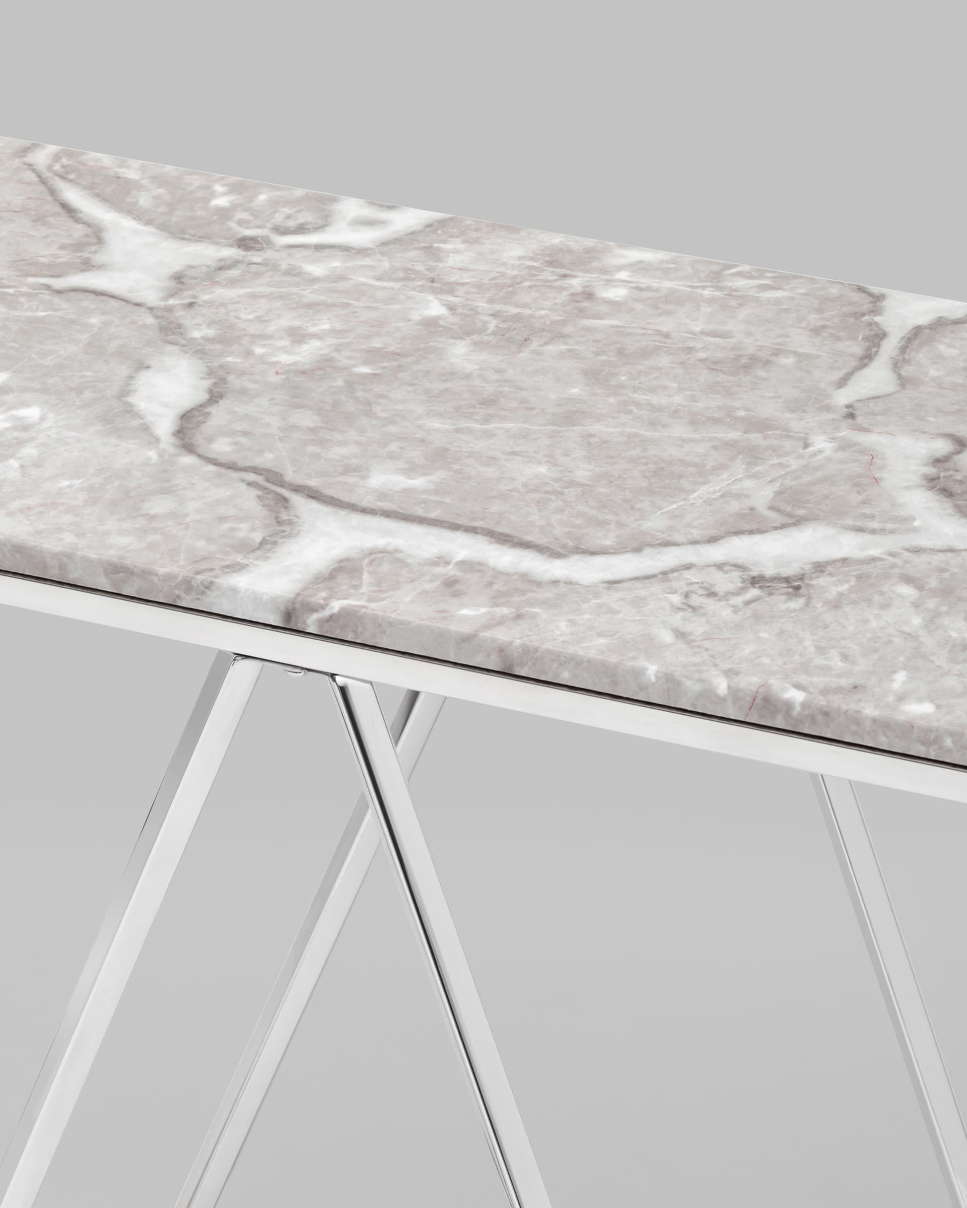 Консоль Авалон 122*41 серый мрамор сталь серебро из Италии