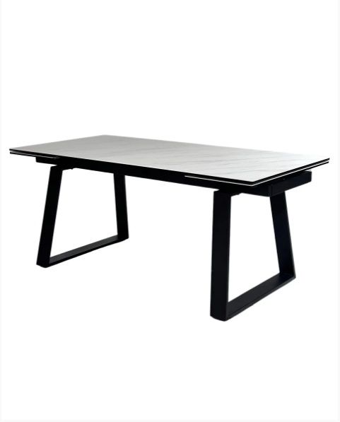 Стол VASTO 180 MARBLES KL-99 Белый мрамор матовый, итальянская керамика/ черный каркас М-City из Италии