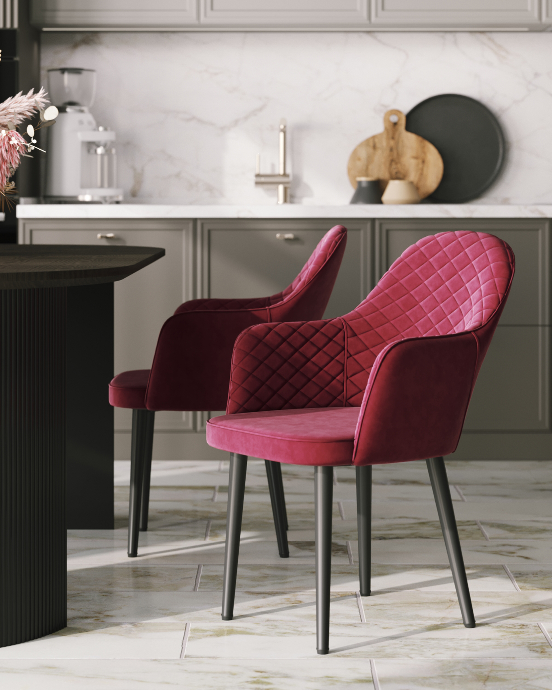 Стул Венера диамант велюр бордовый из Италии