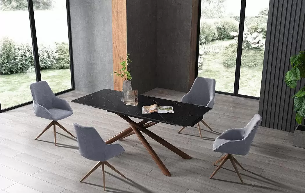 Стол раскладной Ravenna 160-220, черная керамика/орех из Италии