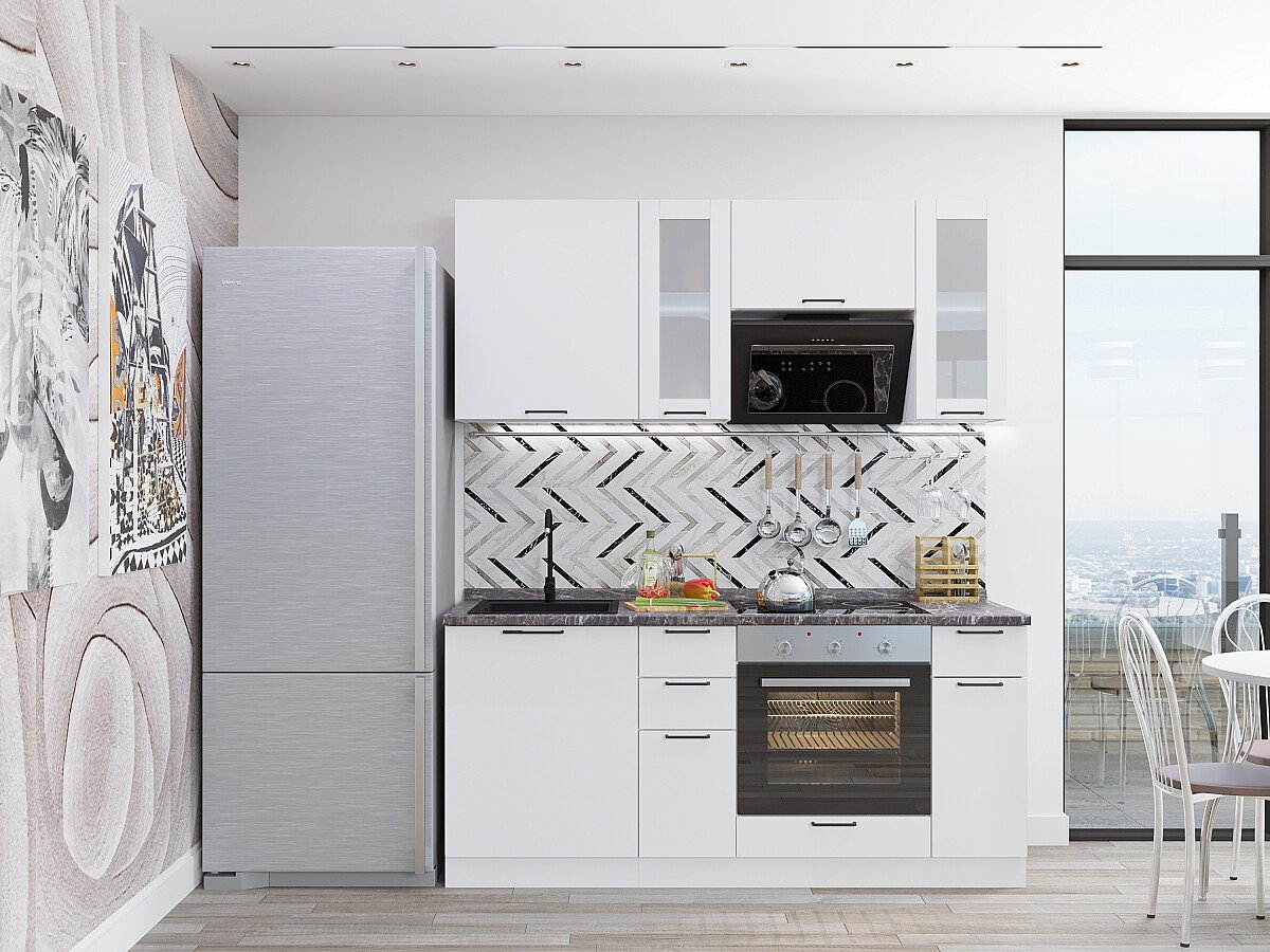 Кухня Флэт Плюс-01 2140*1800*600 White In 2S