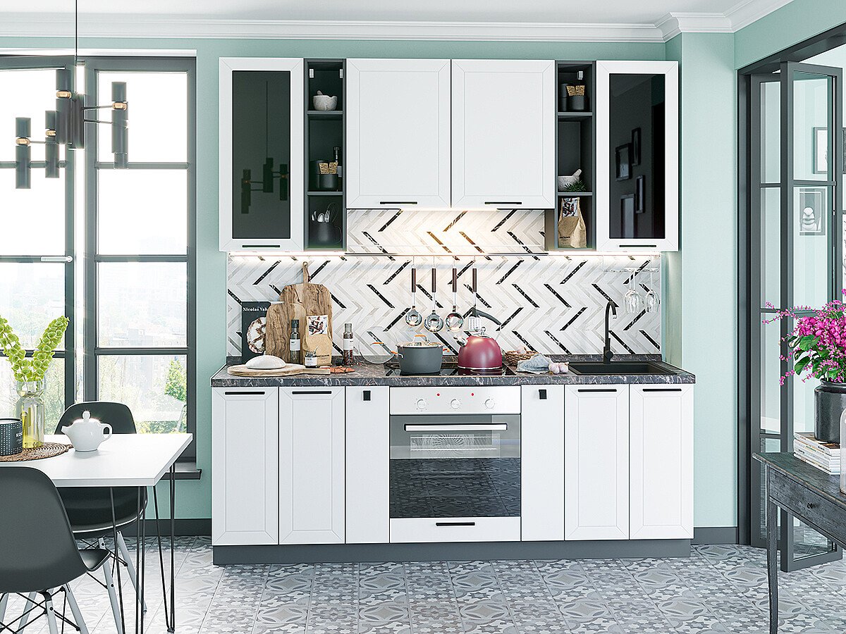 Кухня Глетчер-01 2340*2200*600 Айленд Силк