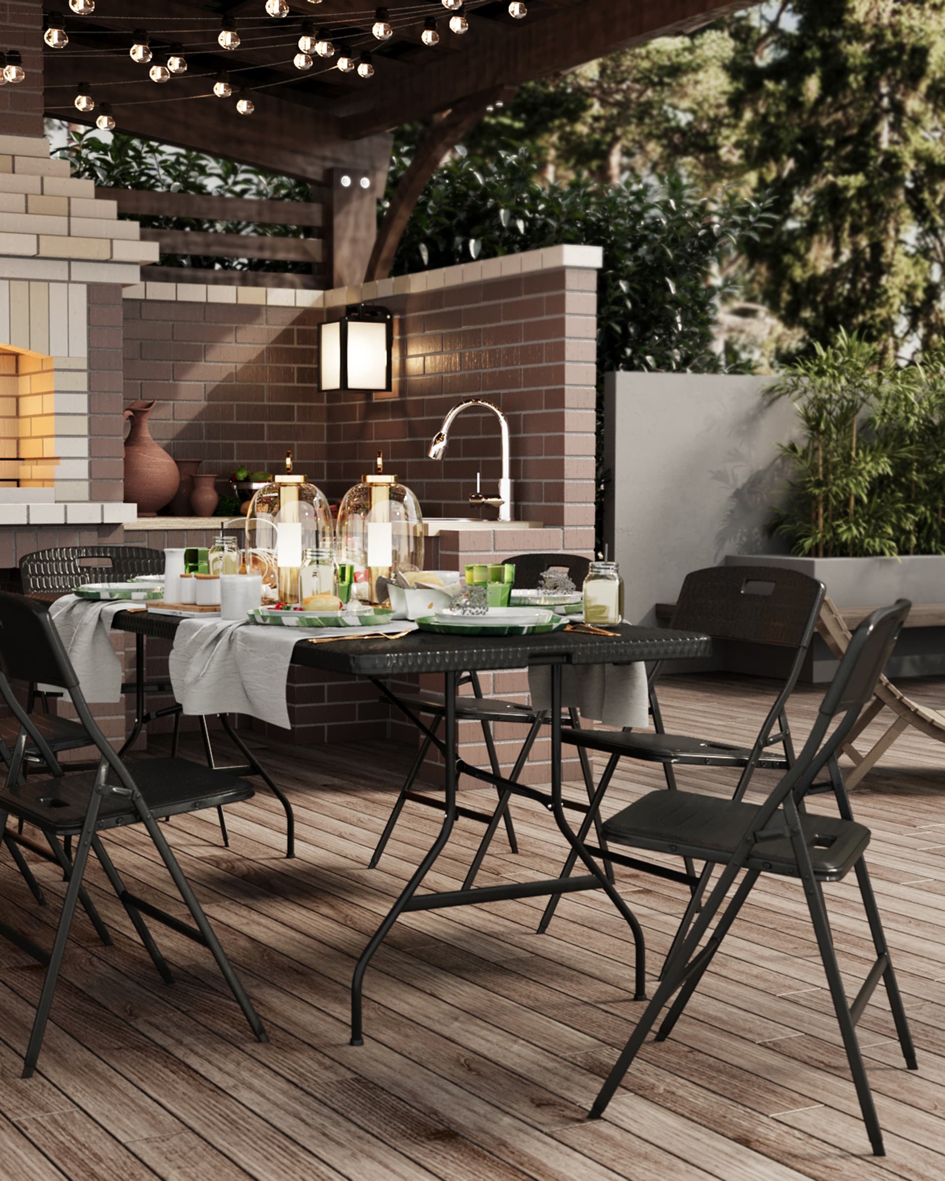 Стол складной чемодан пластиковый Кейт 180 коричневый из Италии