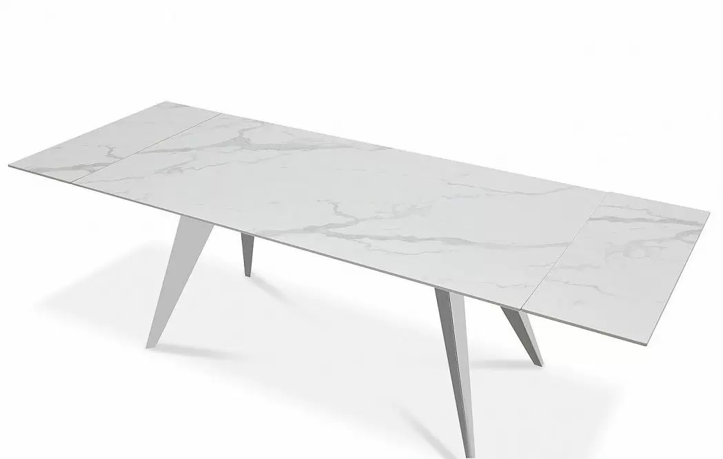 Стол раскладной Ramses 160-230, белый мрамор/хром из Италии
