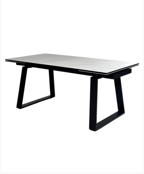 Стол VASTO 200 MARBLES KL-99 Белый мрамор матовый, итальянская керамика/ черный каркас М-City из Италии