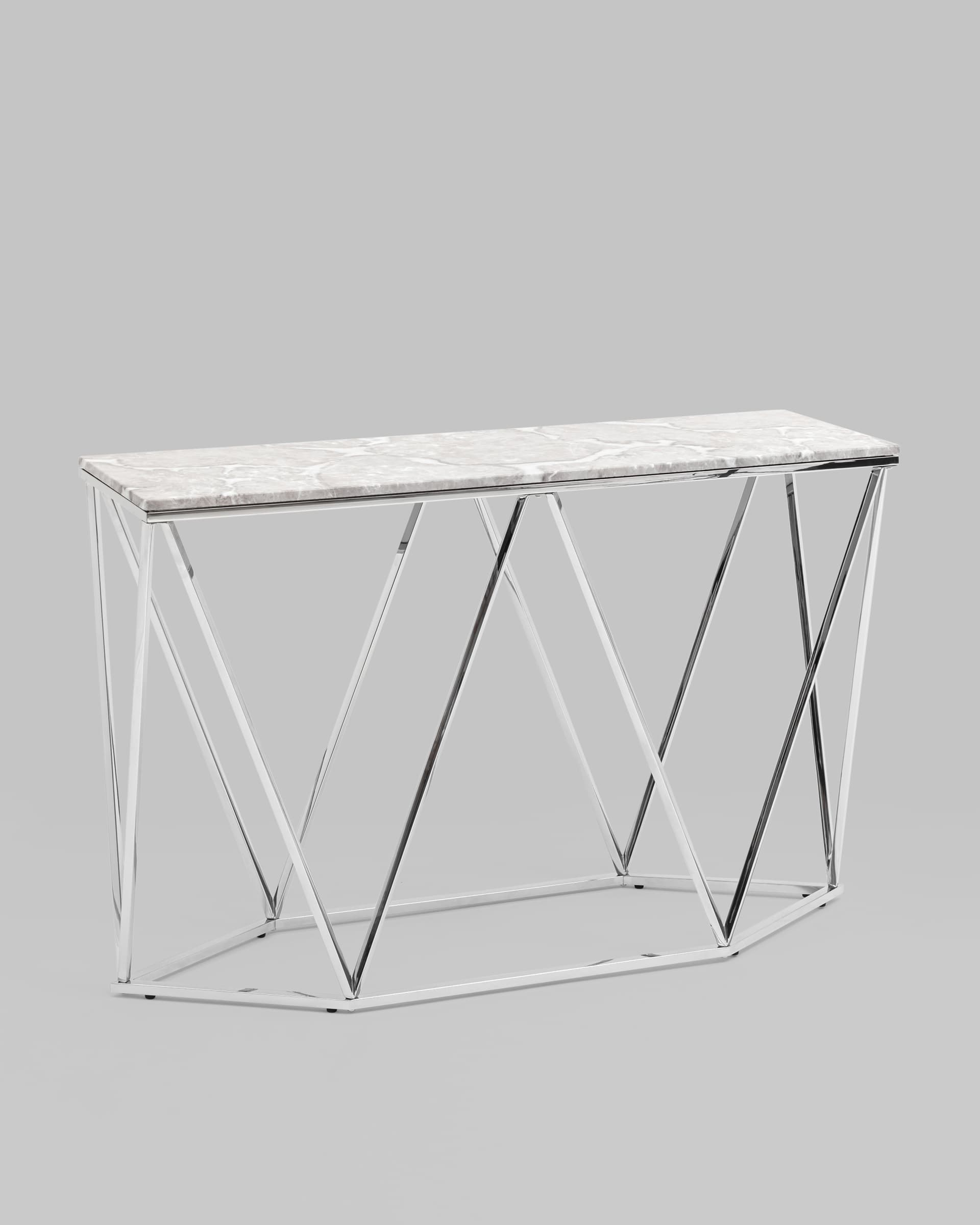 Консоль Авалон 122*41 серый мрамор сталь серебро из Италии