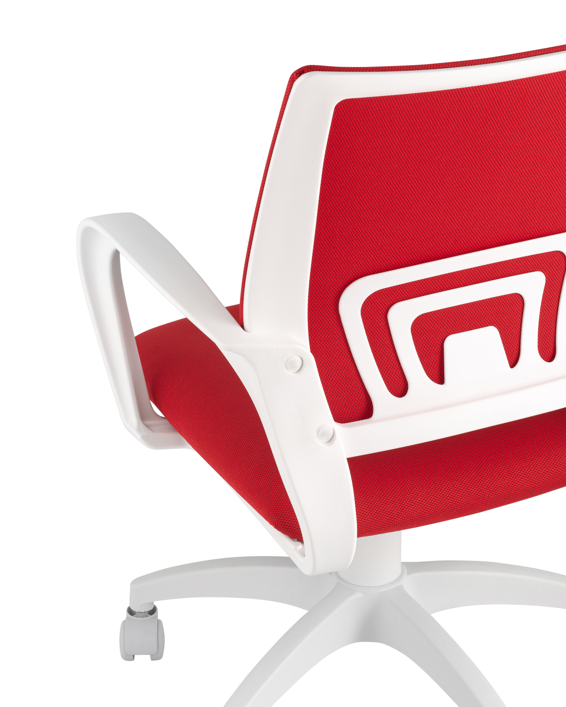 Кресло офисное Topchairs ST-BASIC-W спинка белая сетка сиденье красная ткань крестовина белый пластик из Италии