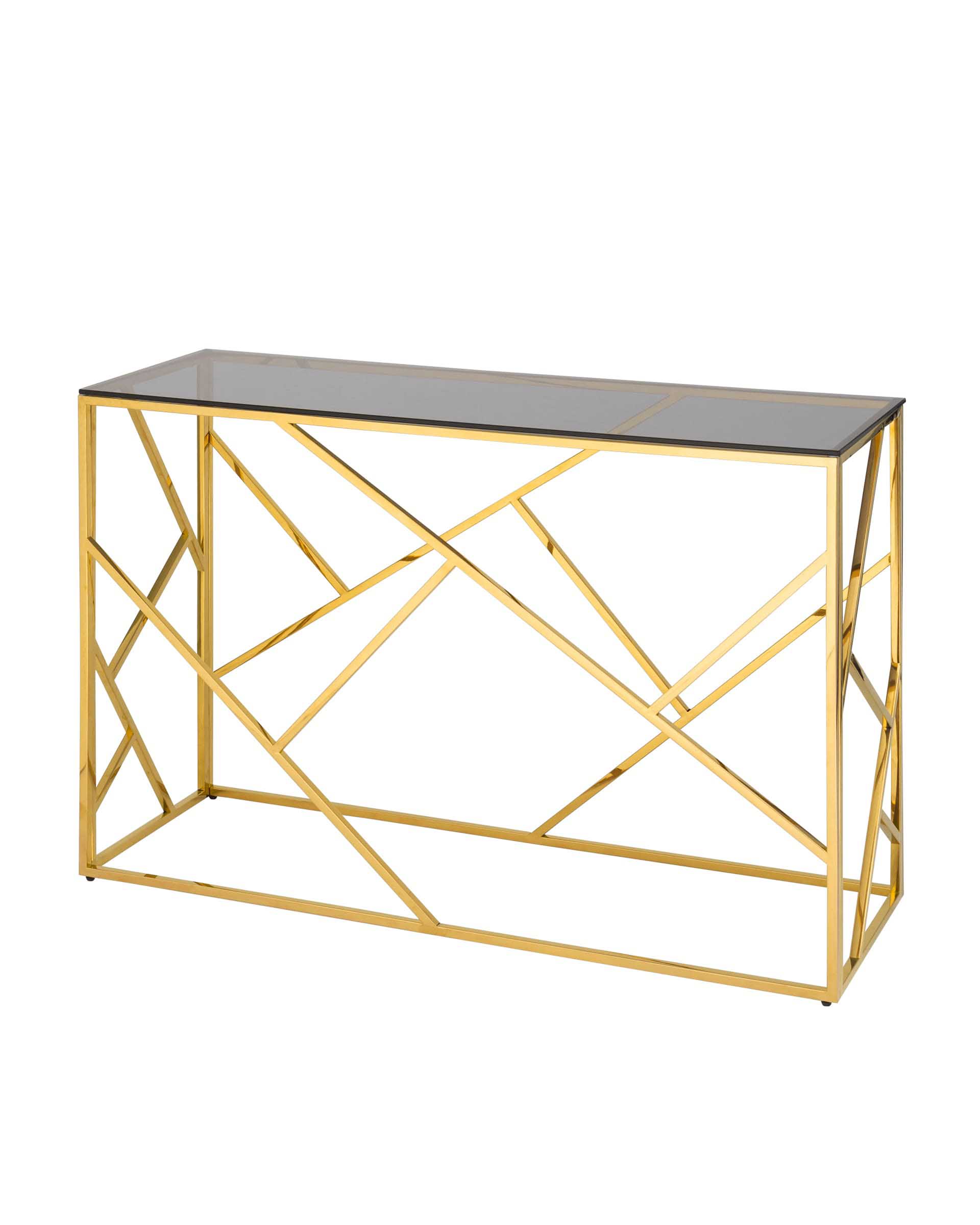 Консоль АРТ ДЕКО 120*40, стекло smoke, сталь золото из Италии