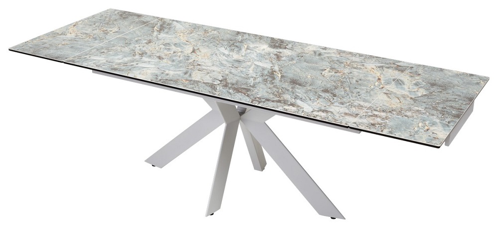 Стол BELLUNO 160 KL-170 MALACHITE, итальянская керамика/ белый каркас М-City из Италии