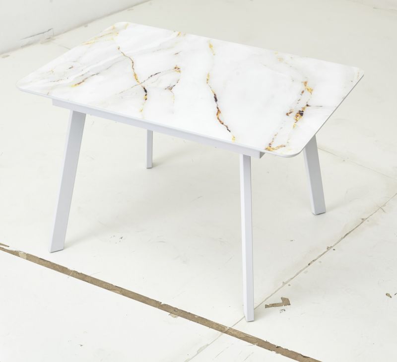 Стол АРУБА 120 нераздвижной АУРУМ, стекло/ БЕЛЫЙ каркас М-City из Италии