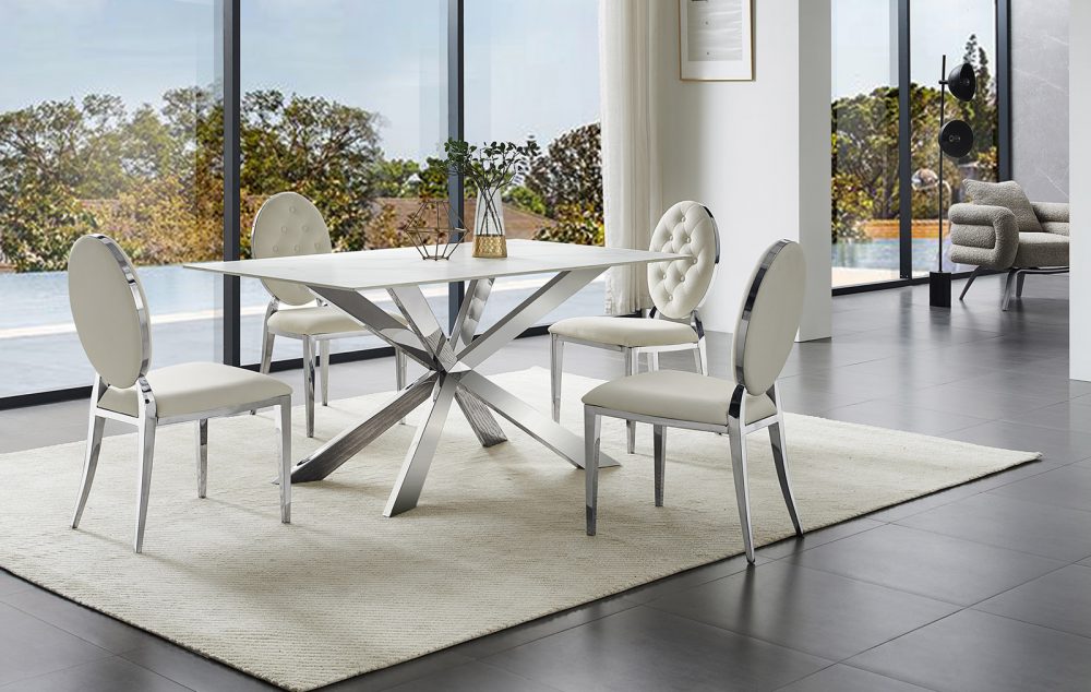 Обеденный стол T088-160 белый камень из Италии