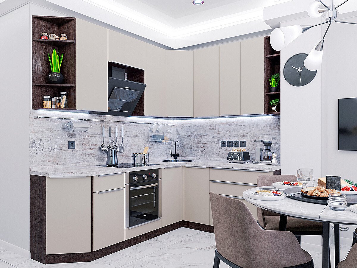 Кухня Фьюжн-04 2340*2200/1790*600 Silky Grey