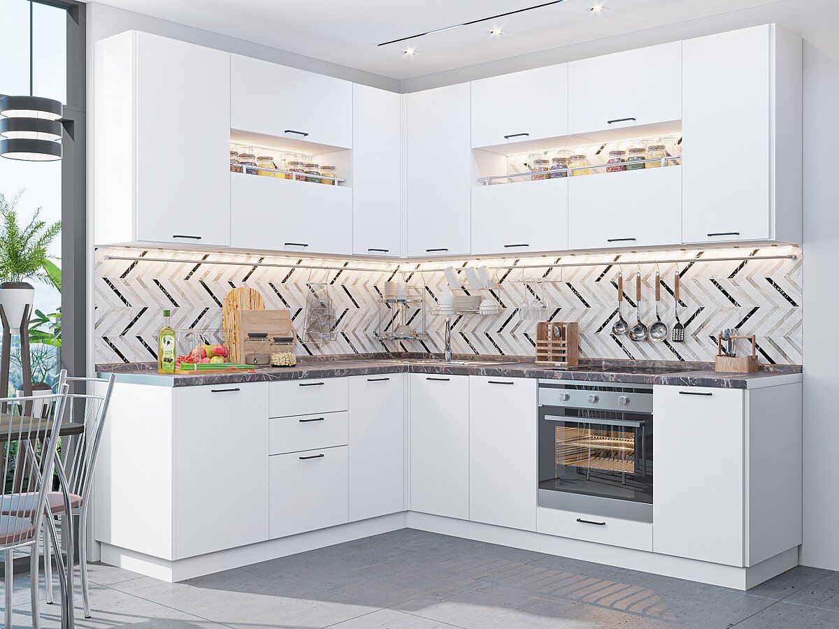 Кухня Флэт-02 2340*1700/2390*600 White In 2S