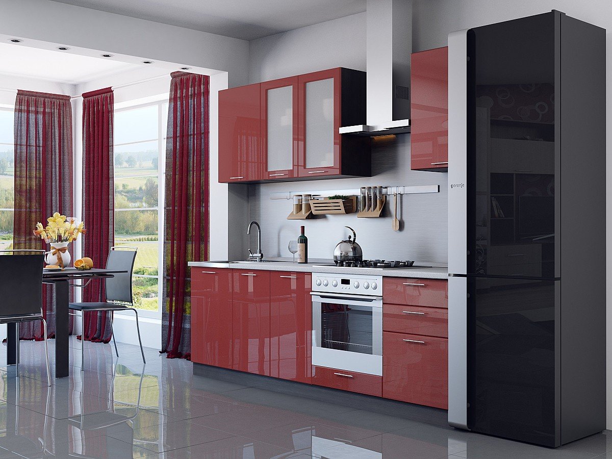 Кухня Валерия-М-03 2140*2400*600 Гранатовый металлик