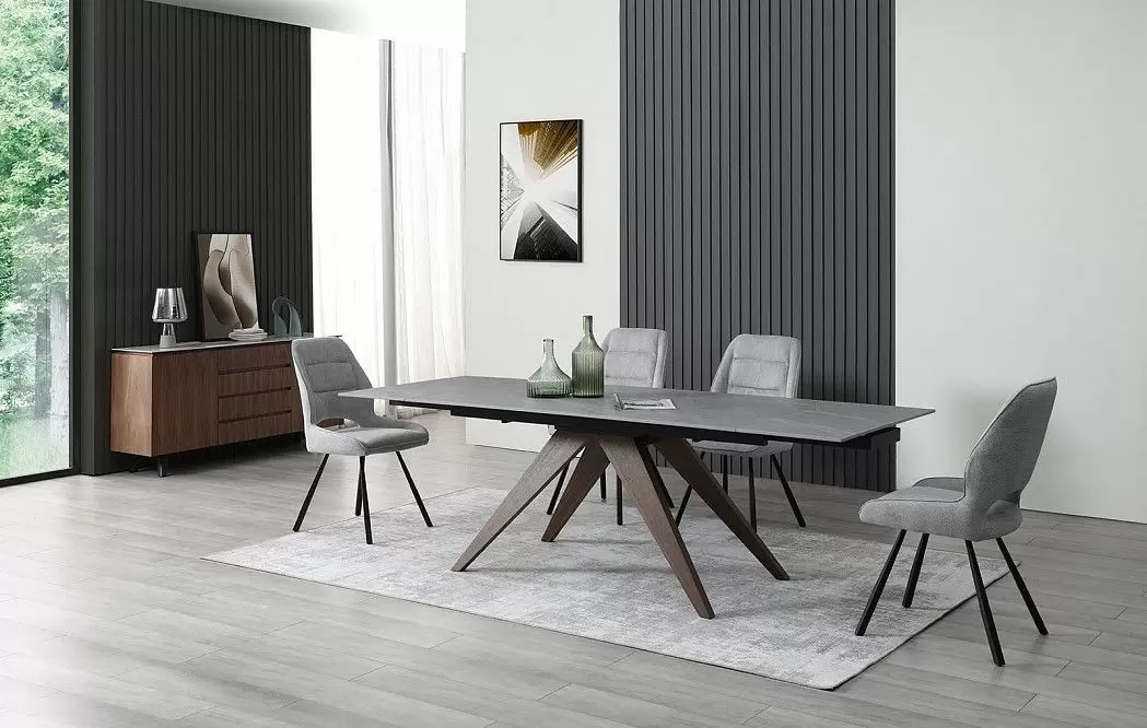 Стол раскладной Valencia 160-240, серая керамика/орех из Италии