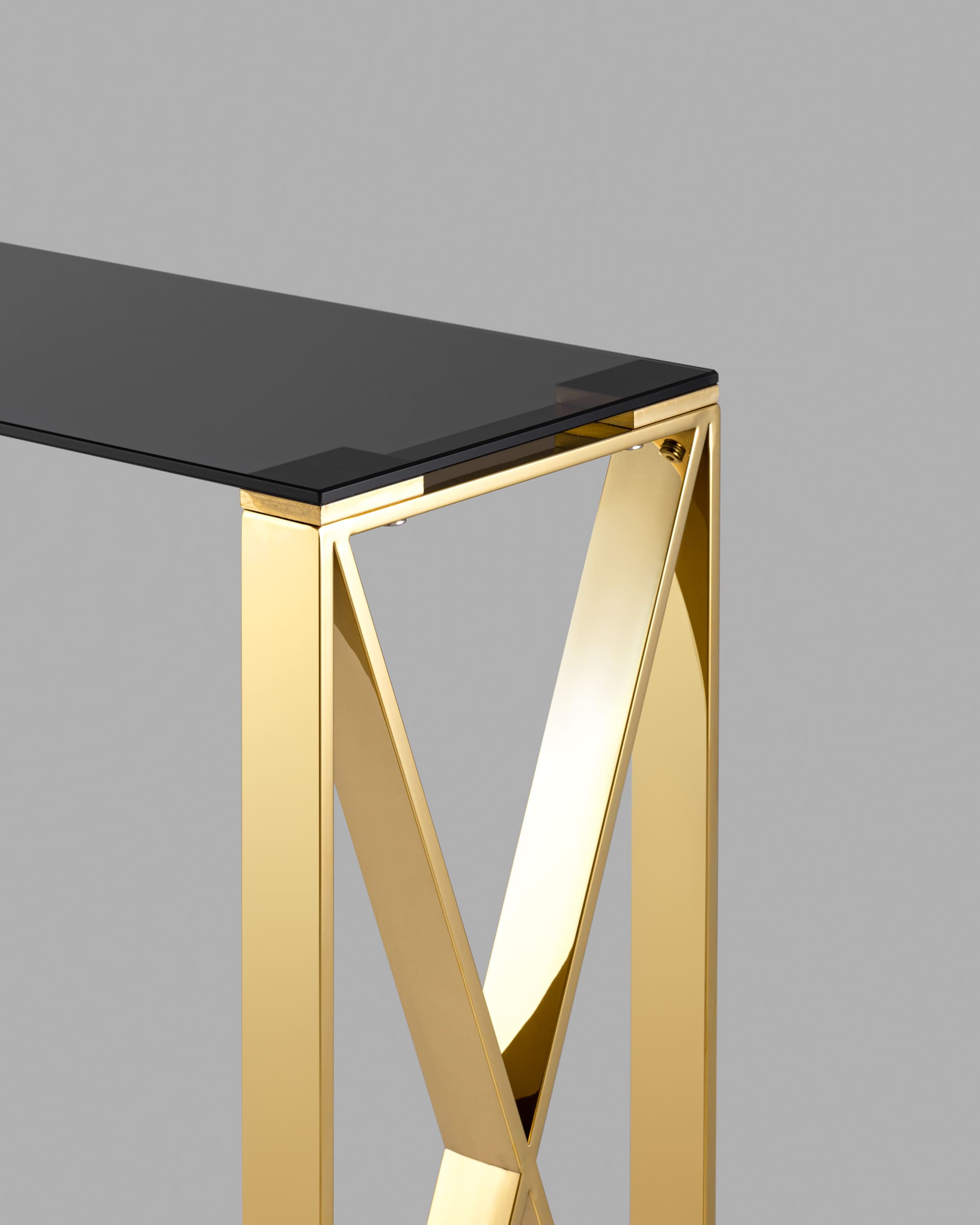 Консоль КРОСС 115*30 золото стекло smoke из Италии