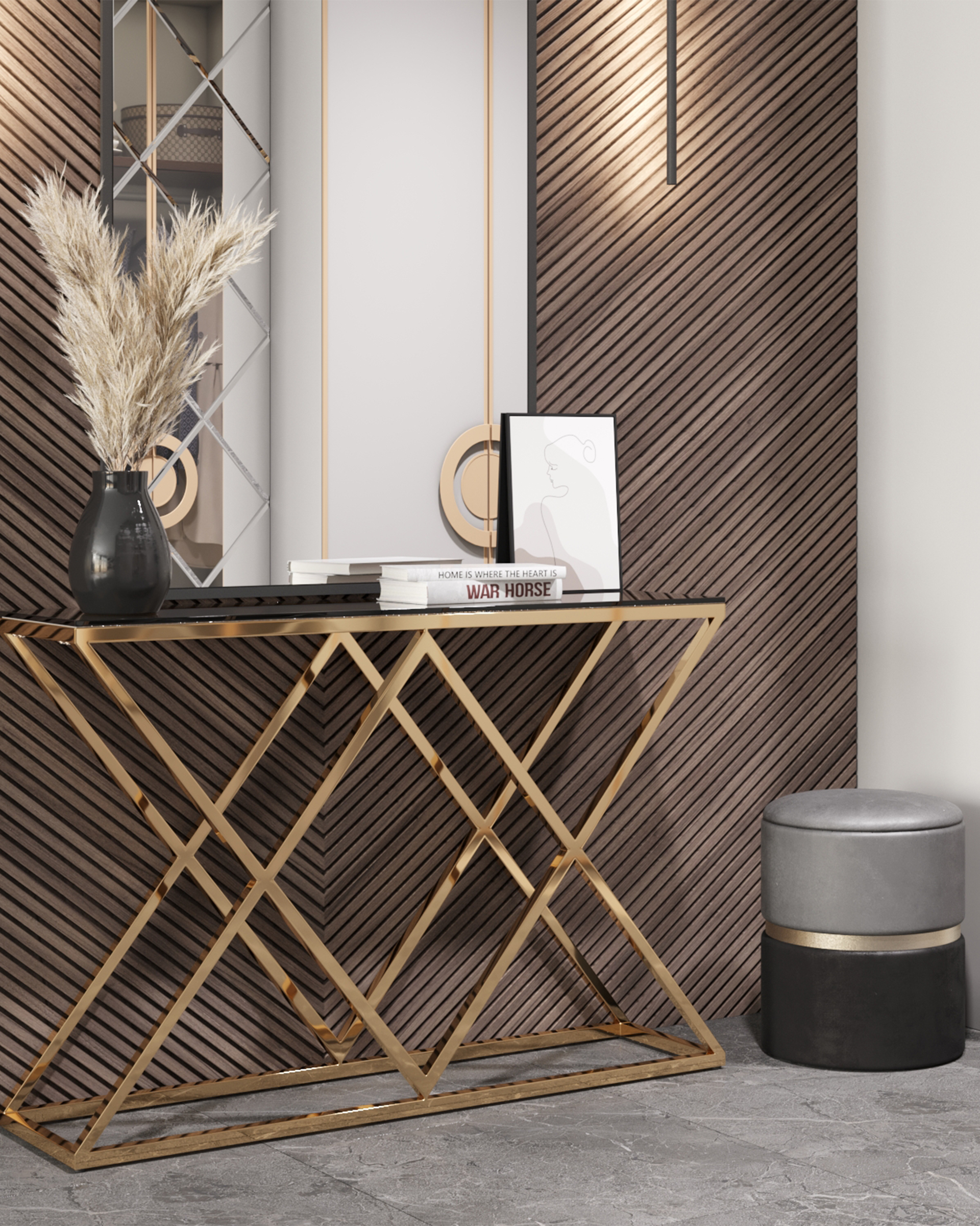 Консоль ИНСИГНИЯ 115*30 золото стекло smoke из Италии