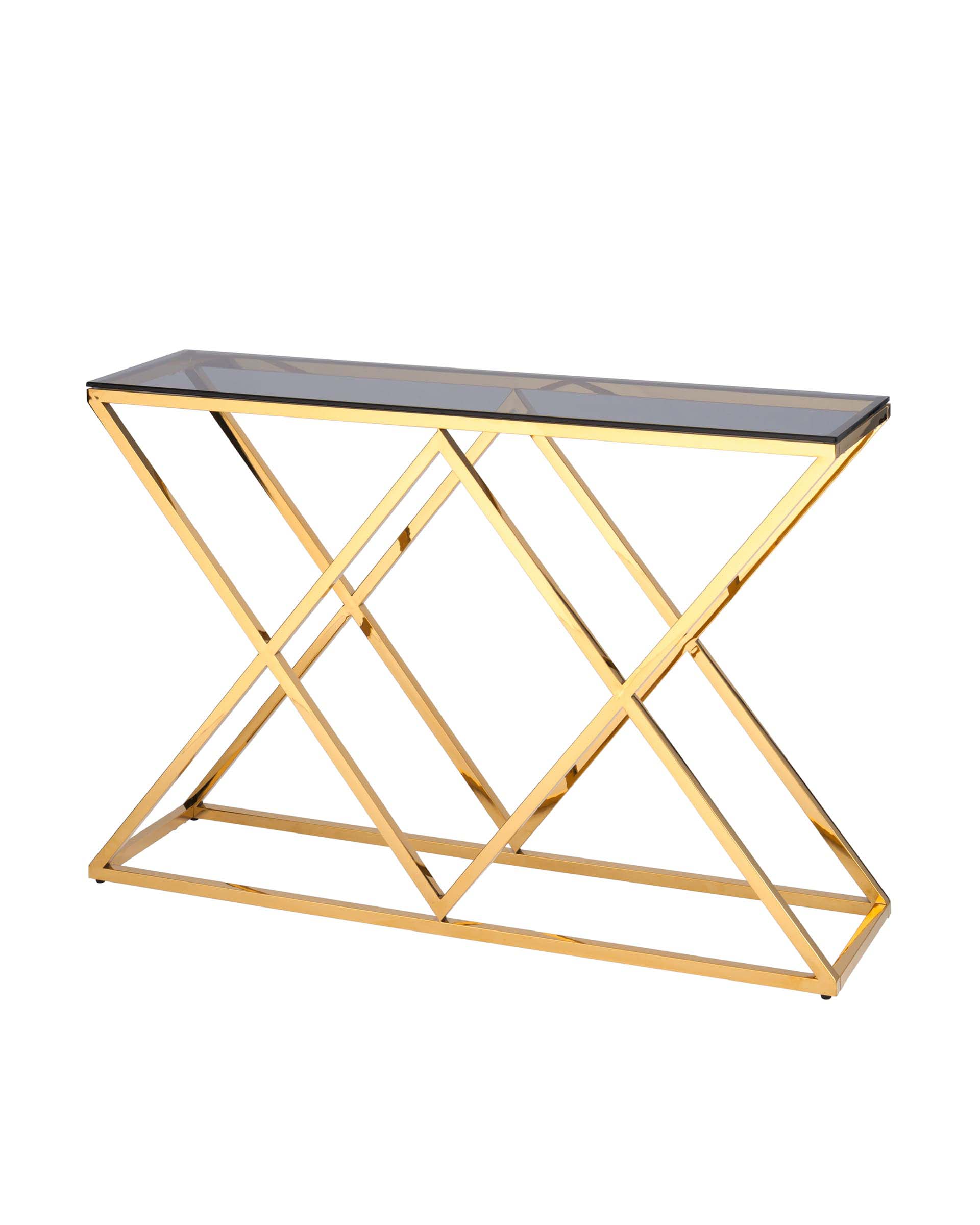 Консоль ИНСИГНИЯ 115*30, стекло smoke, сталь золото из Италии