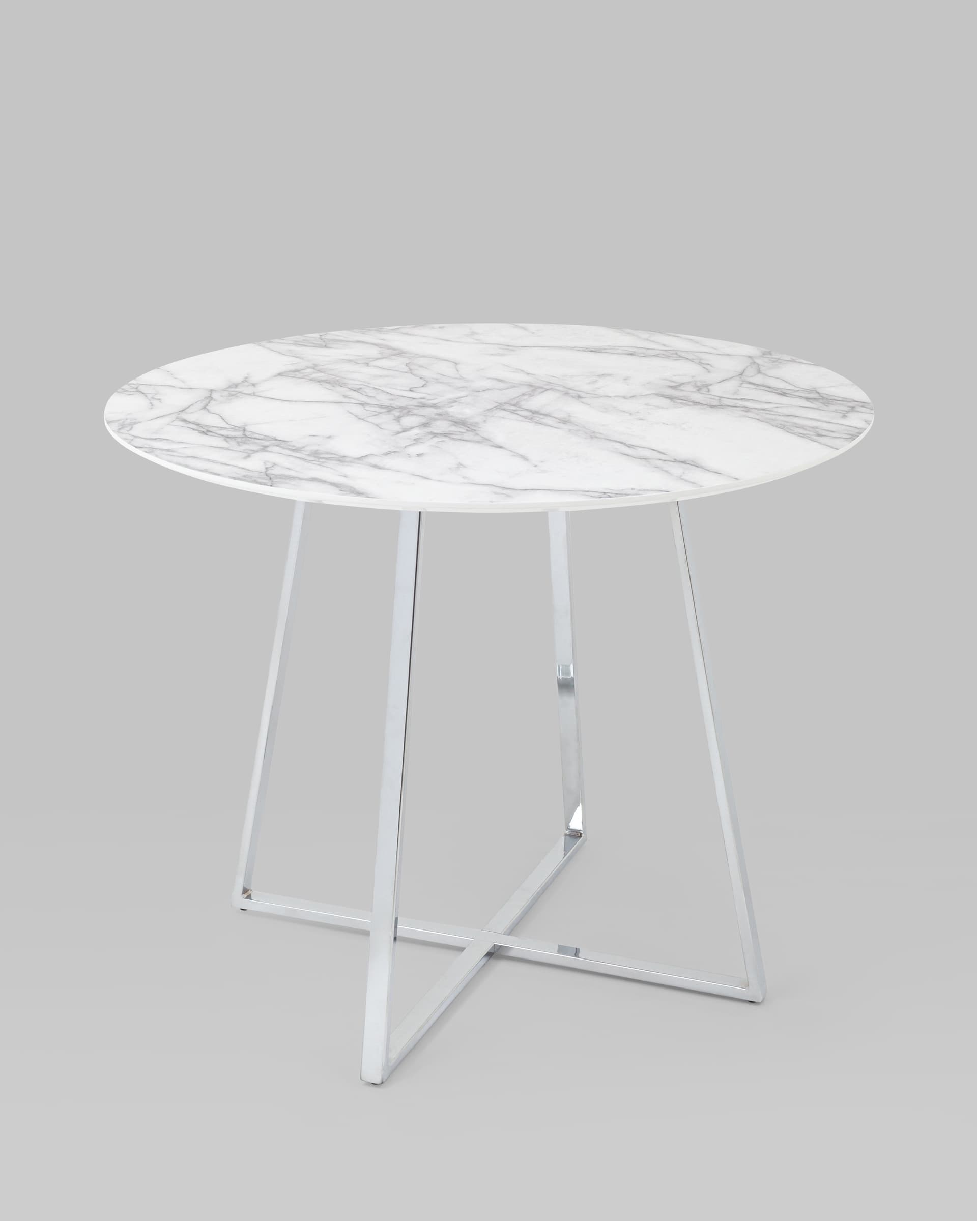 Стол обеденный Дакота 100*100 белый мрамор ножки хром из Италии