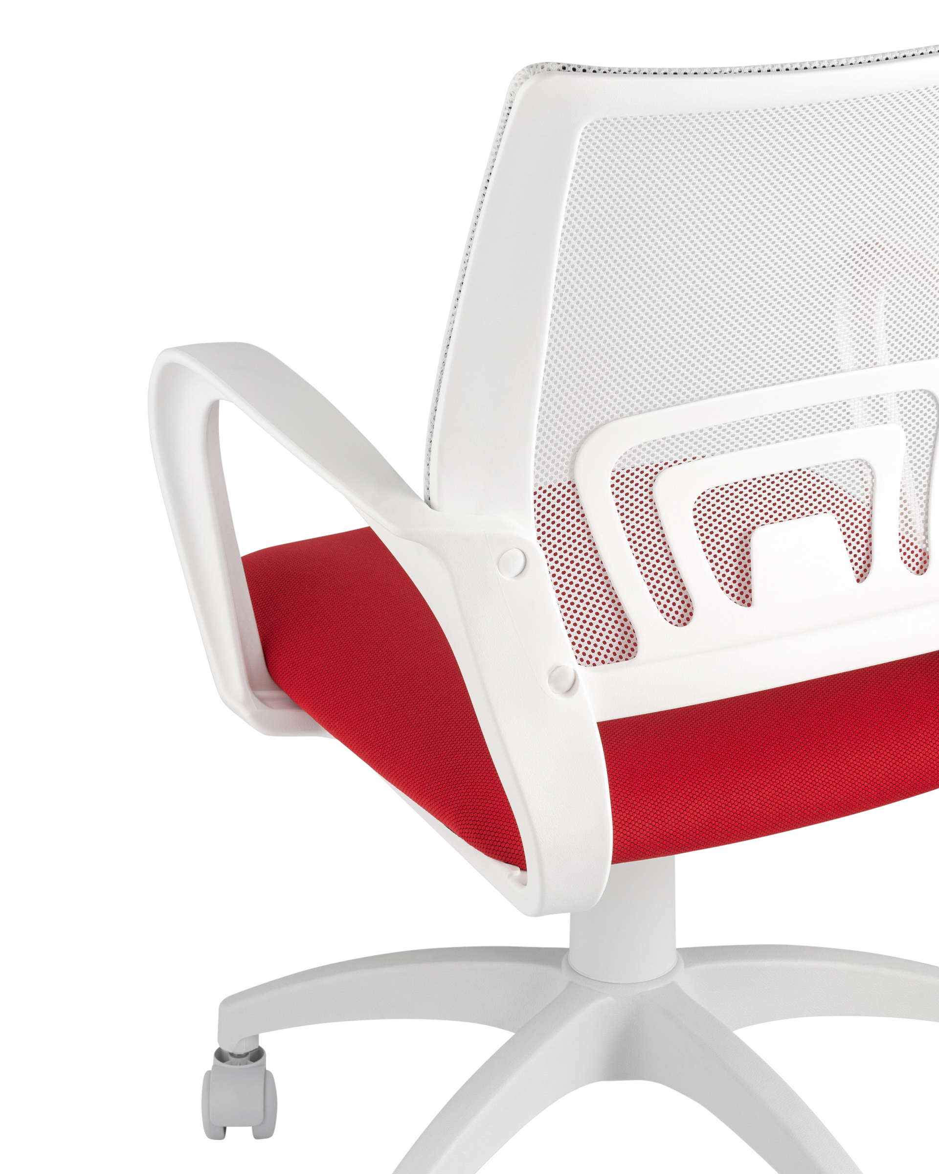 Кресло офисное TopChairs ST-BASIC-W красная ткань крестовина белый пластик из Италии