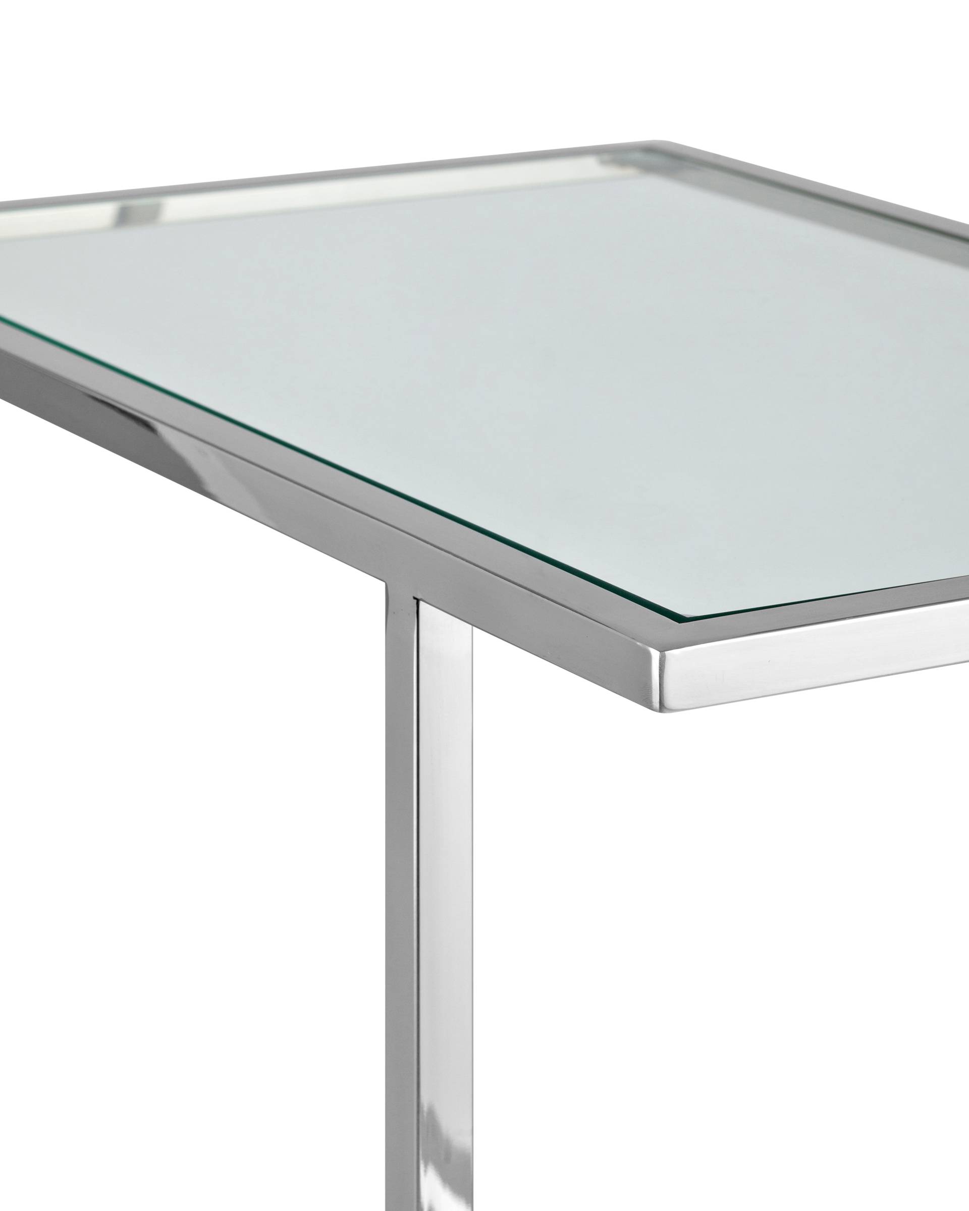 Журнальный столик 50*32 БОСТОН прозрачное стекло сталь серебро из Италии