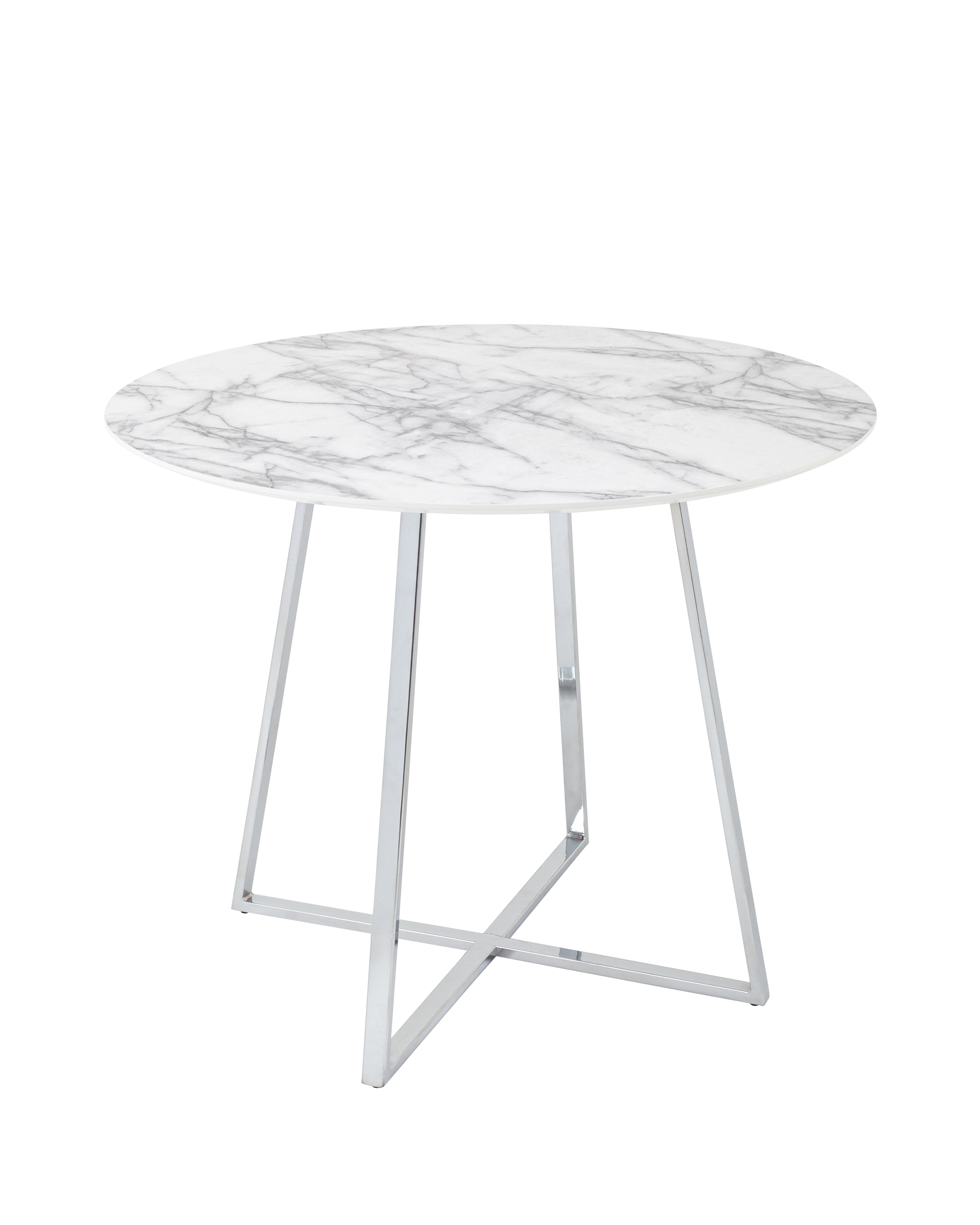 Стол обеденный Дакота 100*100 белый мрамор ножки хром из Италии