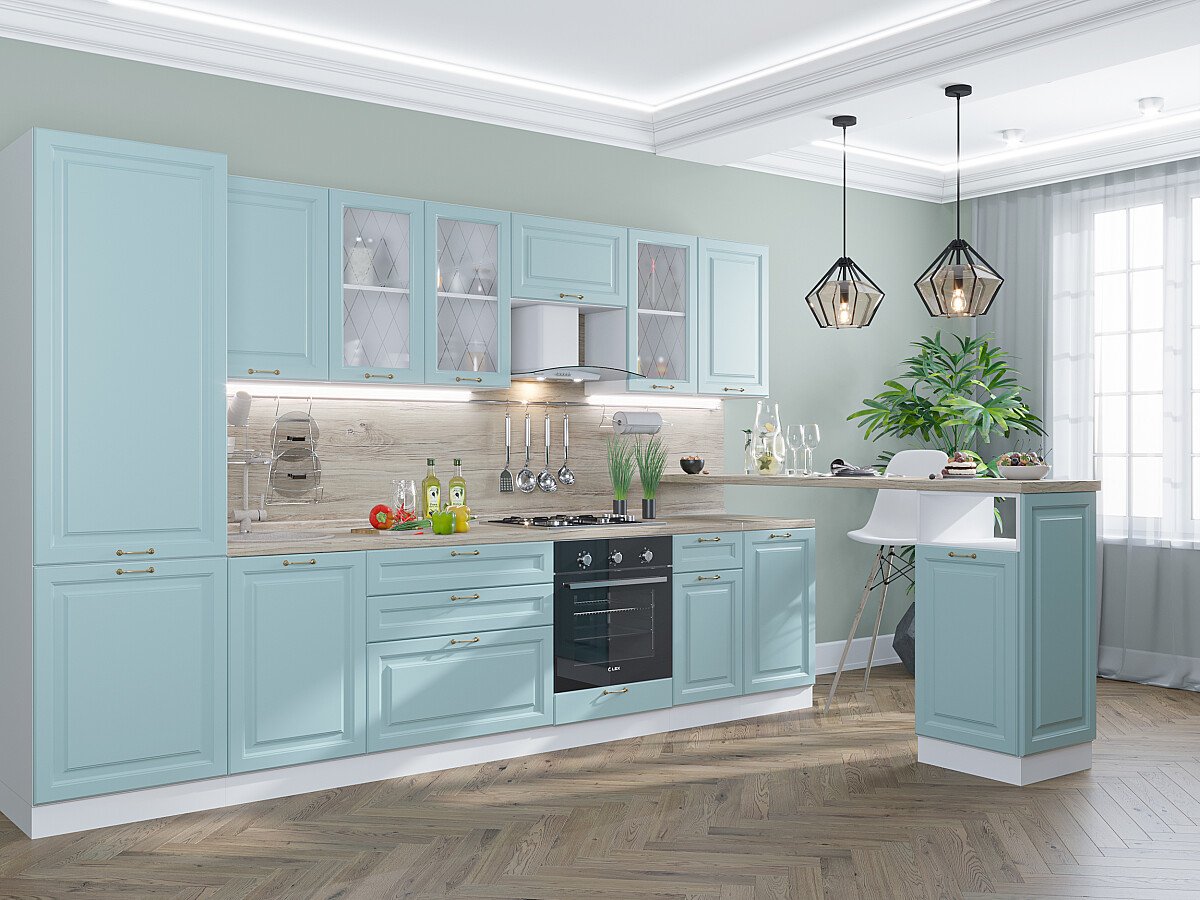 Кухня Ницца-02 2140*3300*600 Голубой