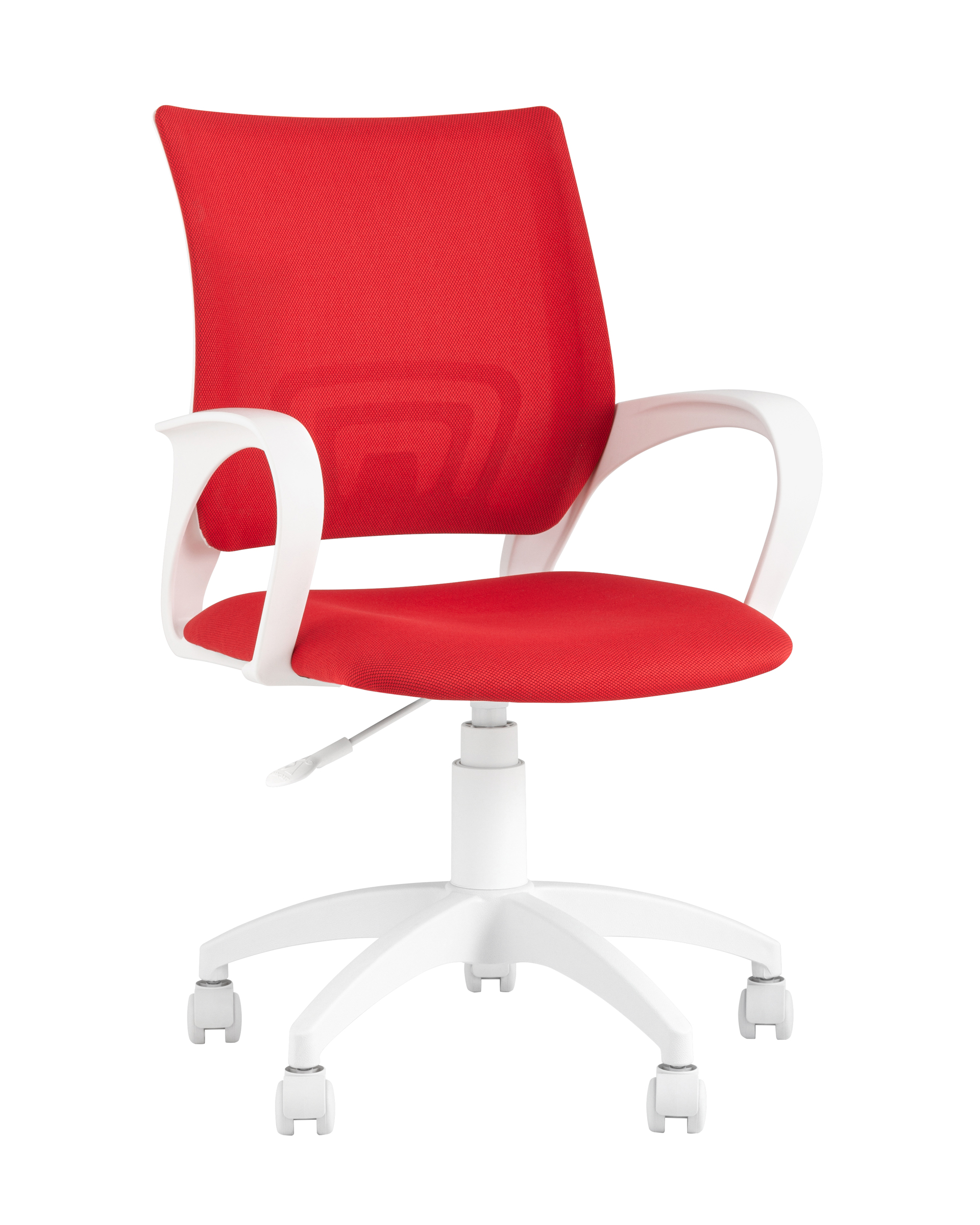 Кресло офисное Topchairs ST-BASIC-W спинка белая сетка сиденье красная ткань крестовина белый пластик из Италии