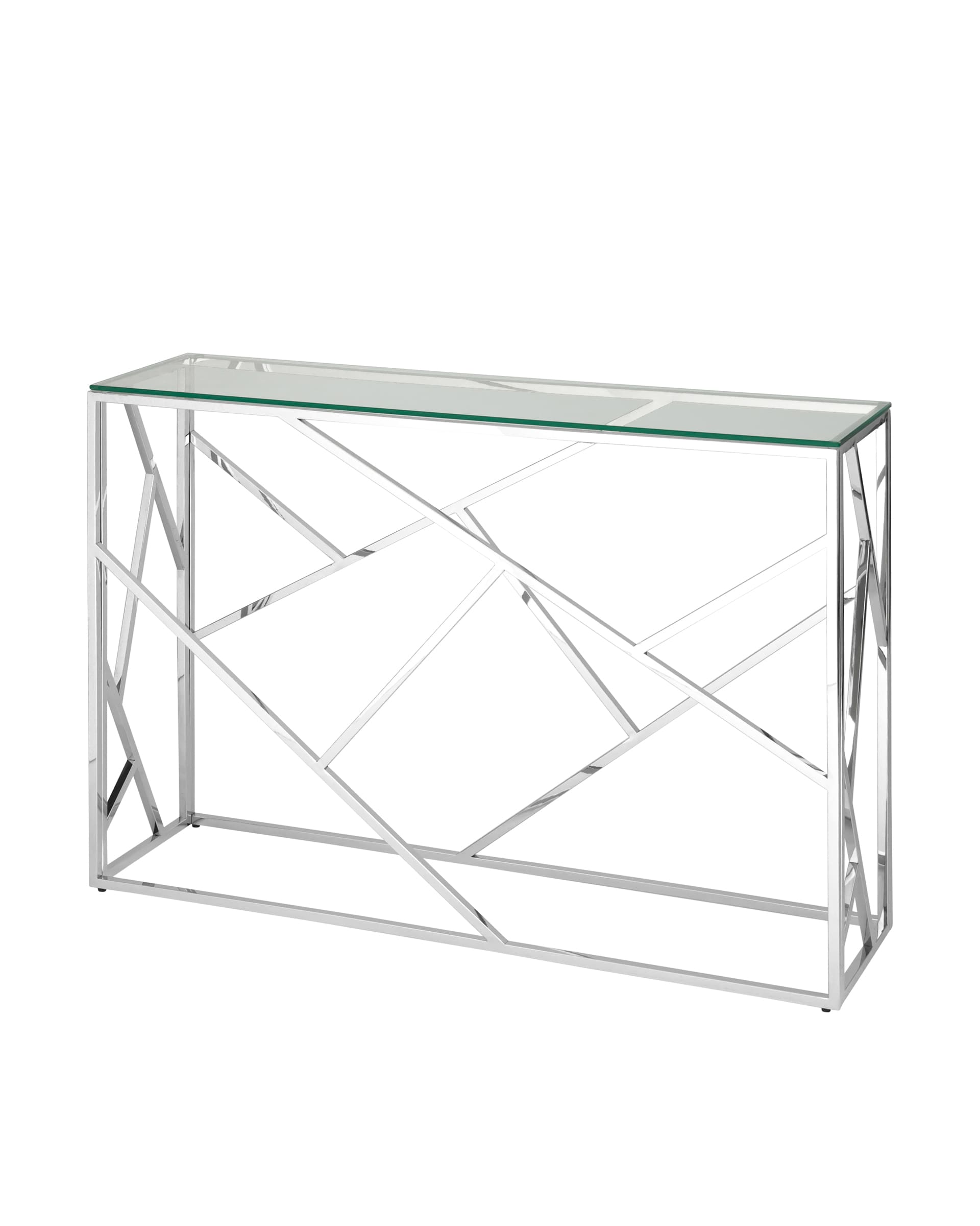 Консоль АРТ ДЕКО 115*30, прозрачное стекло, сталь серебро из Италии