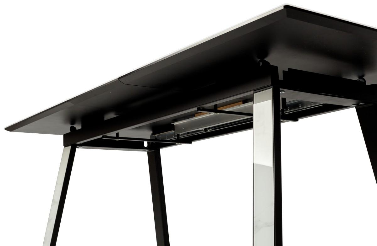 Стол Франк 160 БЕЛЫЙ МРАМОР, стекло / БЕЛЫЙ МРАМОР - ЧЕРНЫЙ, М-City из Италии