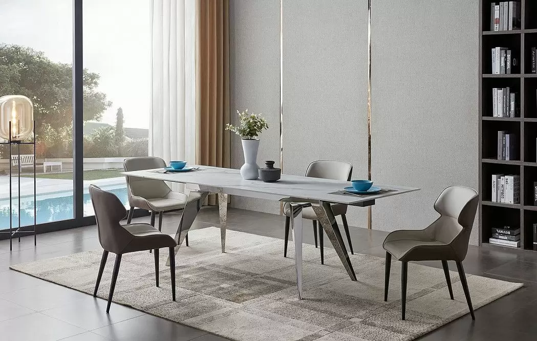 Стол раскладной Ramses 160-230, белый мрамор/хром из Италии