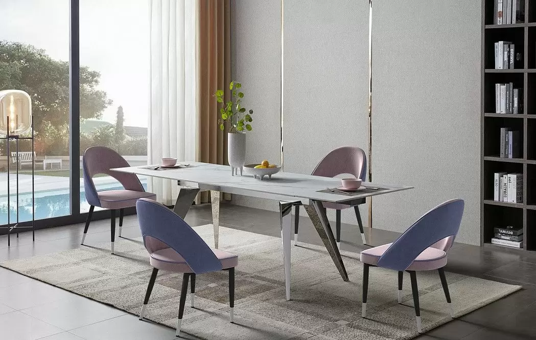 Стол раскладной Ramses 160-230, белый мрамор/хром из Италии