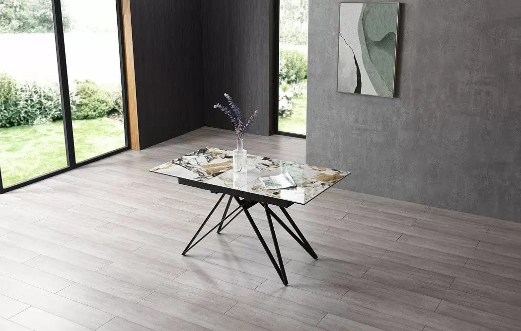 Стол раскладной Lazio 110-140, пестрая керамика/черный из Италии