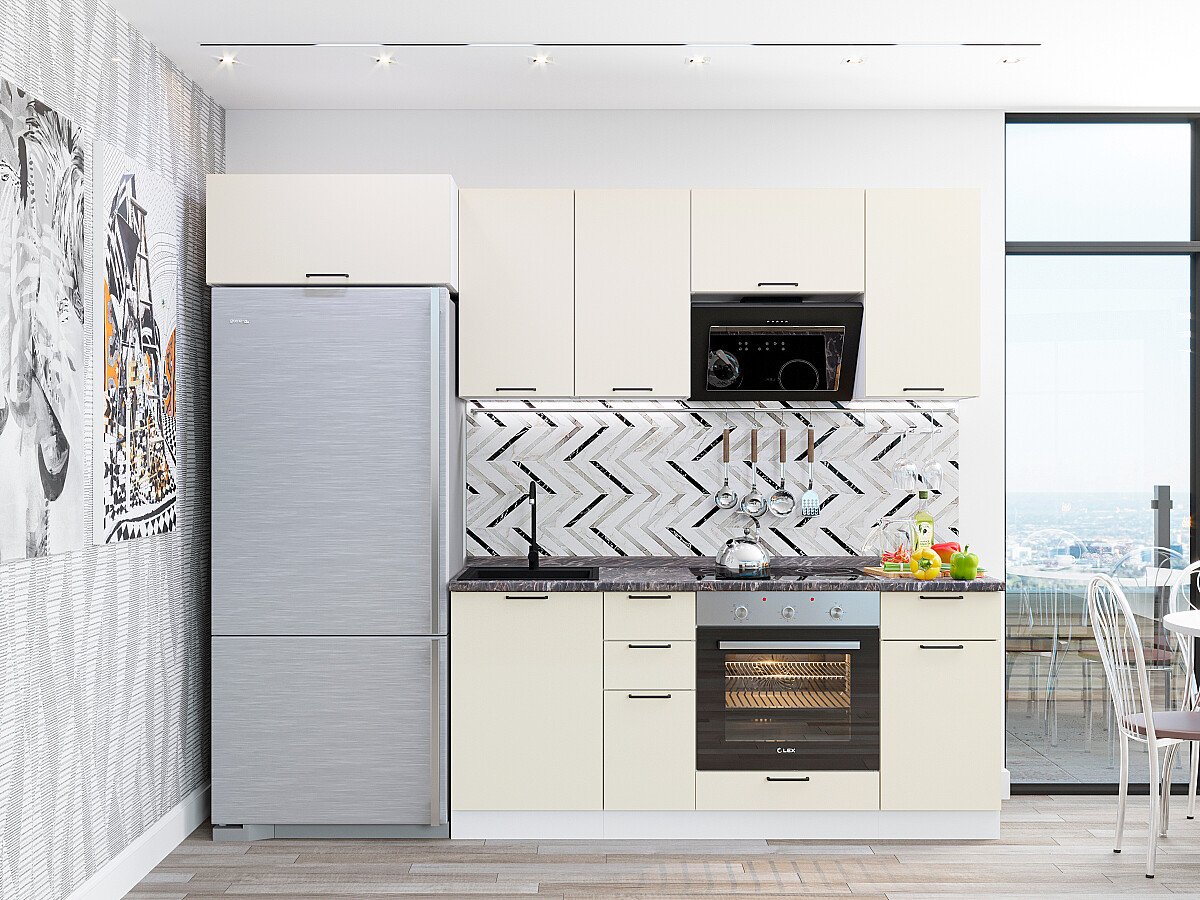 Кухня Флэт-01 2140*2600*600 Cashmere In 2S