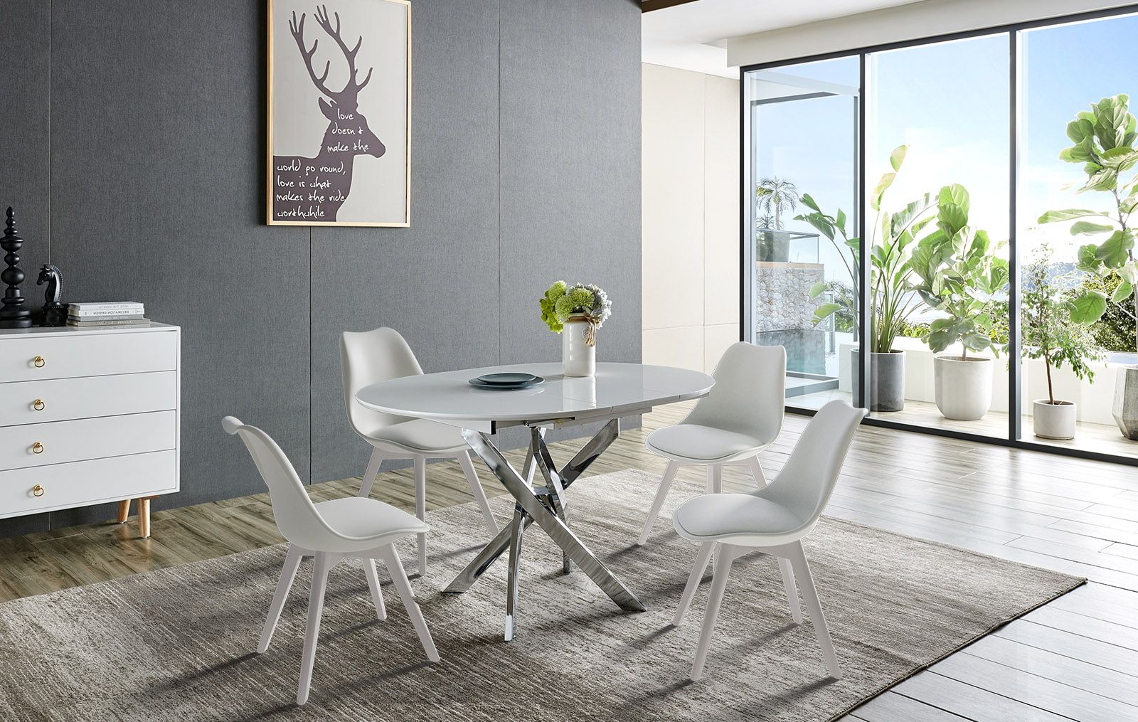 Стол раскладной Charly 100-129, белый/хром из Италии