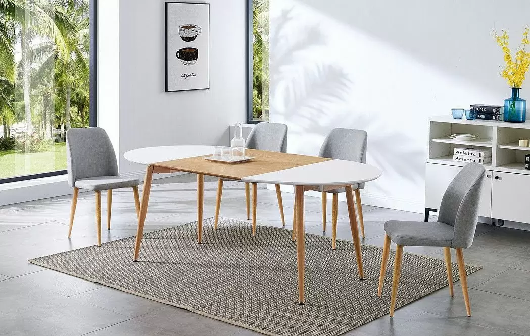 Стол раскладной Margaret 120-200, белый/светлое дерево из Италии