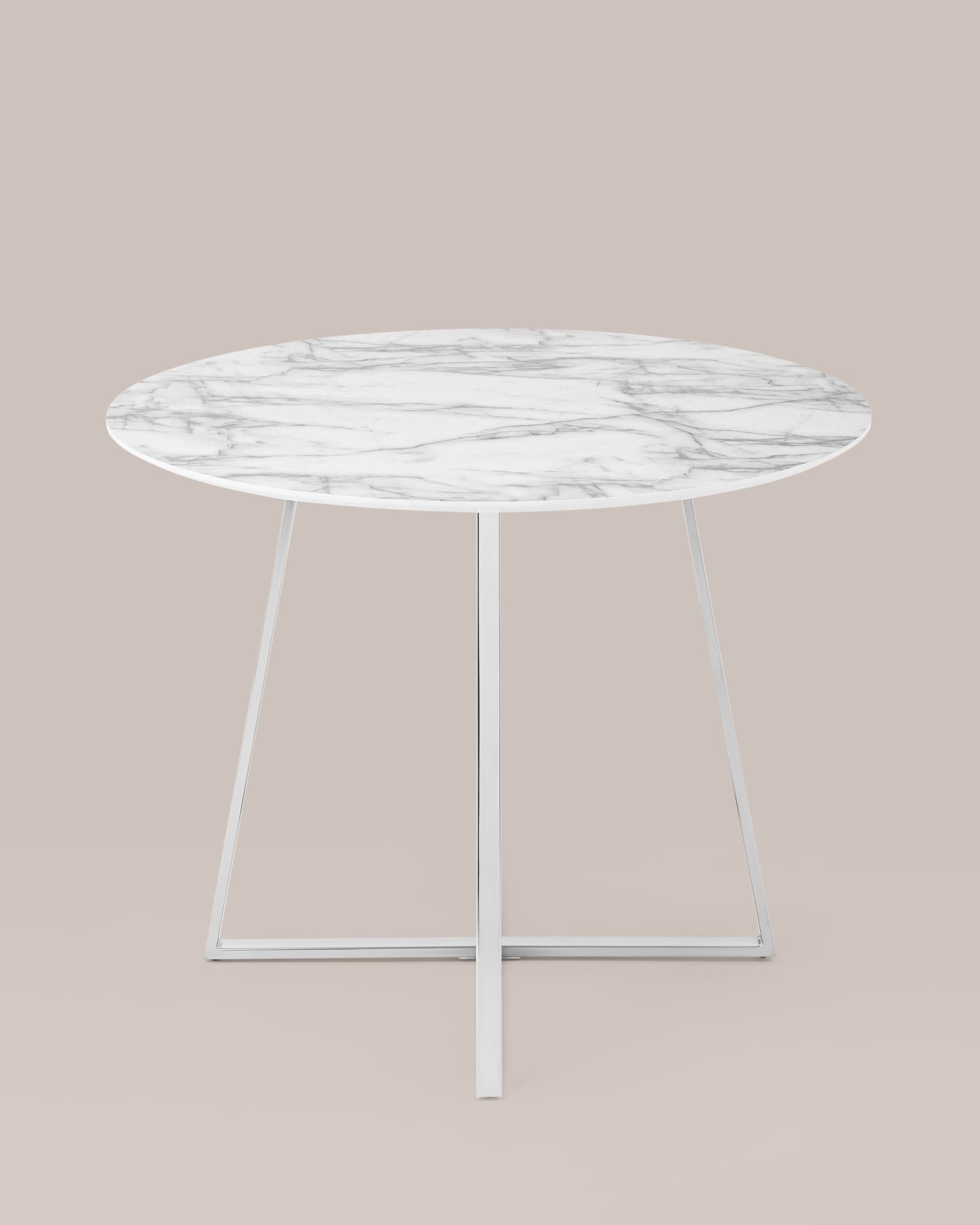 Стол обеденный Дакота 100*100 белый мрамор ножки хром из Италии