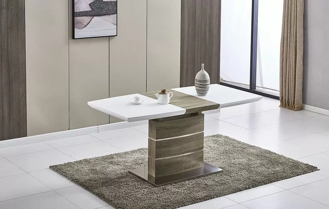 Стол раскладной Arioso Glass (120), белый/дуб из Италии