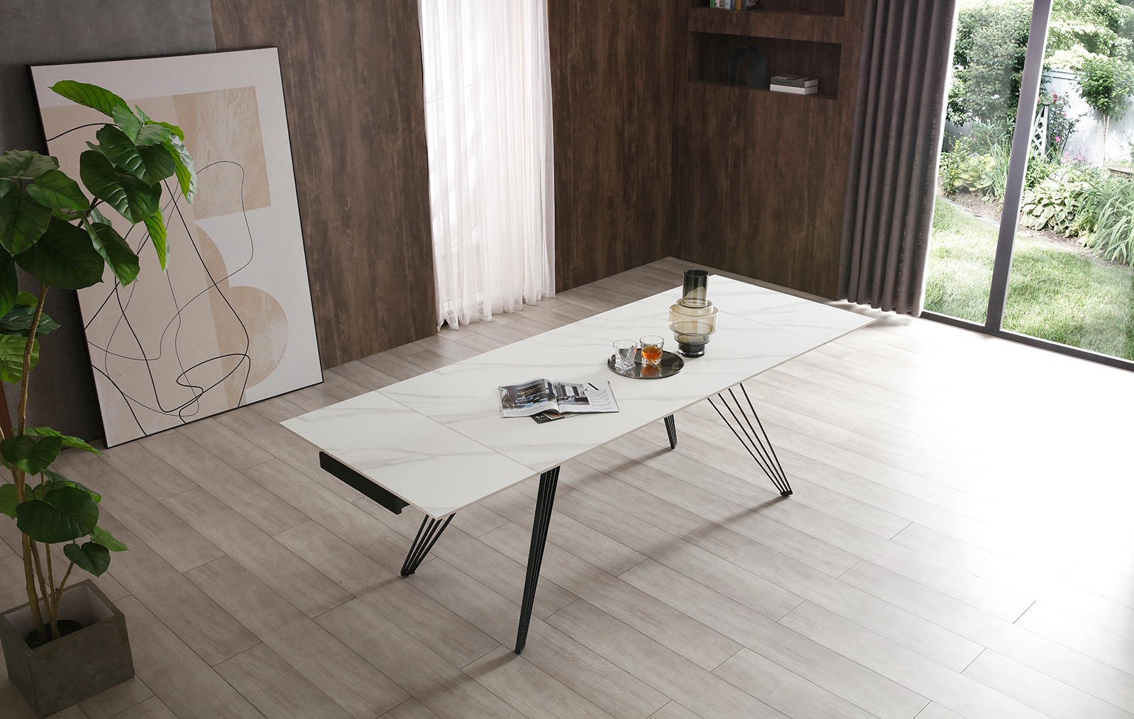 Стол раскладной Parma 160-240, керамика "каррарский мрамор" из Италии